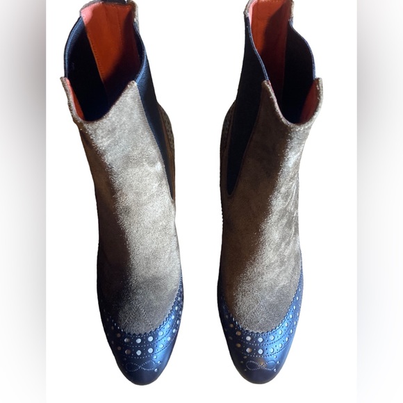 Santoni high heel platform boots black brown leather - Picture 3 of 11